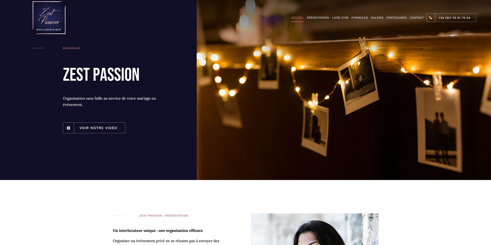 Référence - Zest Passion : organisation et coordination de mariage et événement privé haut de gamme - Netcom Agency - Communication numérique